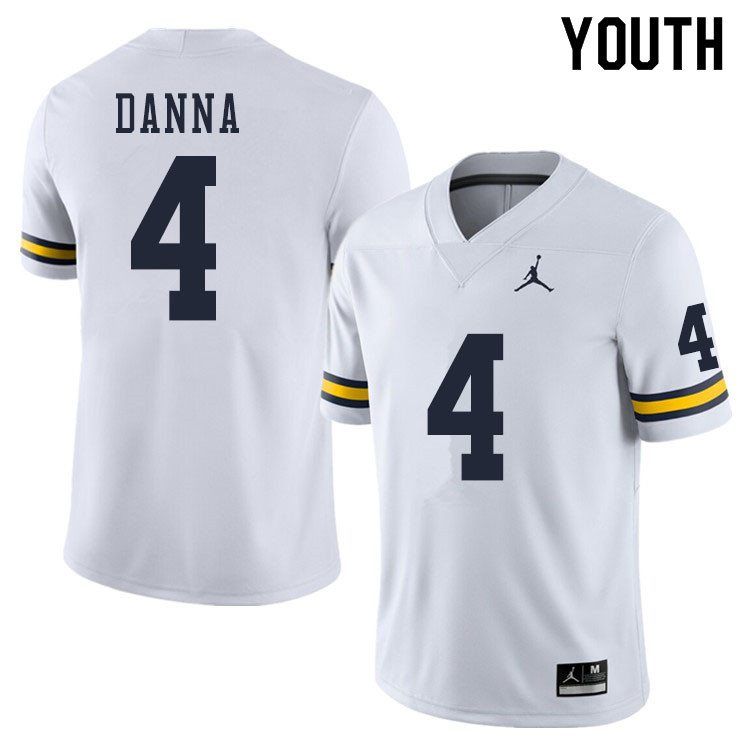 Youth #4 Michael Danna Michigan Wolverines College Football Jerseys Sale-White